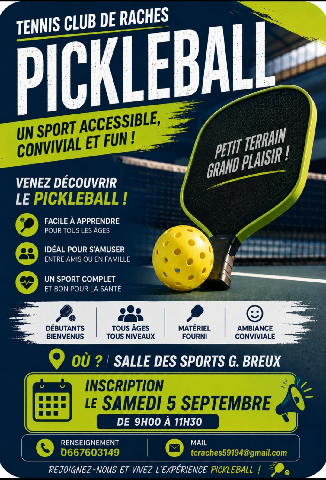Affiche Pickleball — Tennis Club de Râches