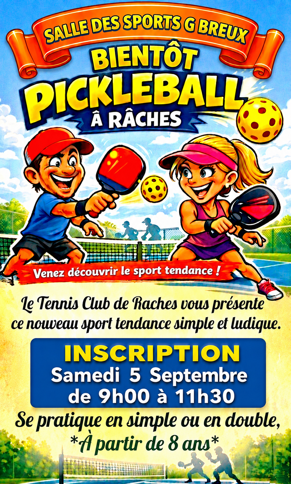 Bientôt Pickleball à Râches — inscription samedi 5 septembre